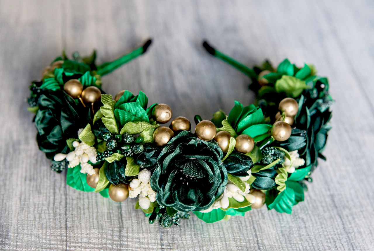 Обруч для волосся Королівський зелений, фото 1