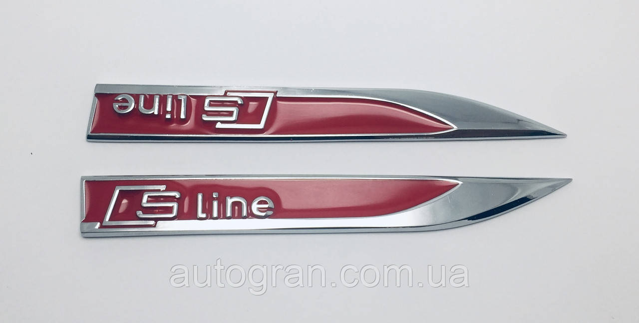 Емблеми на крила Audi S-Line Sline червоні