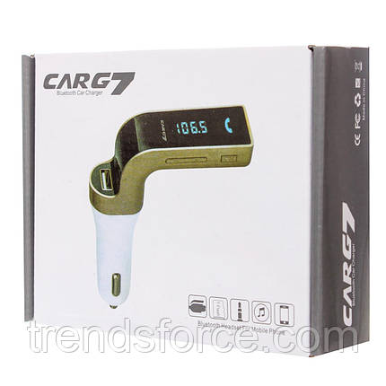 FM модулятор фм-трансмітер, bluetooth в машину з Usb Car G7 чорний 154720, фото 2