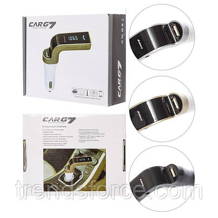 FM модулятор фм-трансмітер, bluetooth в машину з Usb Car G7 чорний 154720, фото 2