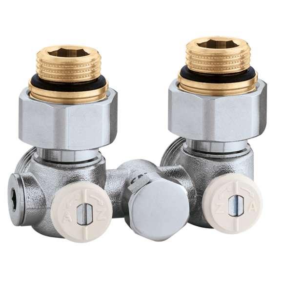 Кран нижнього підключення сталевого радіатора 1/2"x 3/4" кутовий 50% Caleffi (301341)