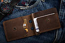 Чоловічий затискач для грошей з натуральної шкіри STAYER brown classic коричнева ручна робота, фото 8