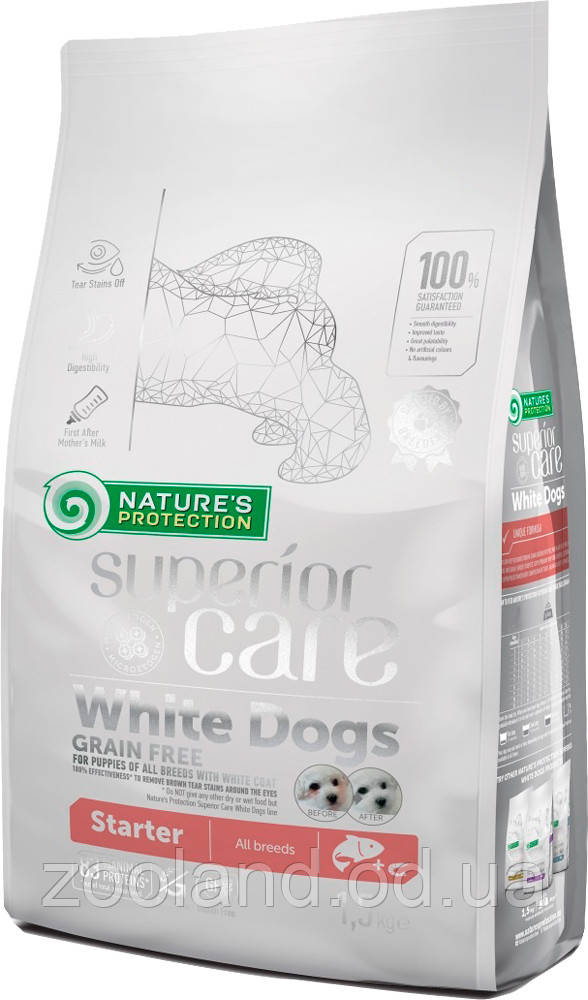 NPSC45669 Nature's Protection Starter All Breeds White Dogs Лосось, 1,5 кг