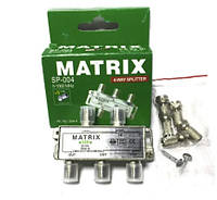 Splitter 4-WAY MATRIX SP-004 5-1000 MHZ Делитель Разветвитель 1/4 для эфирного, кабельного ТВ