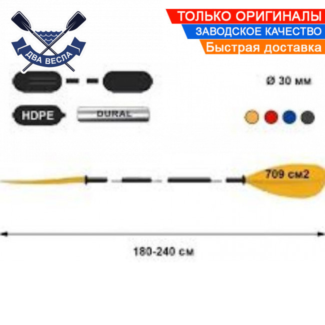 Весло для байдарки TNP 702.4 чотирисекційне байдаркове весло для каяка Asymmetrik, Чехія