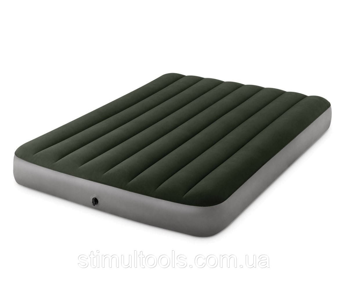 Надувний матрац Intex полуторний з ножним насосом 137*191*25 см, фото 1