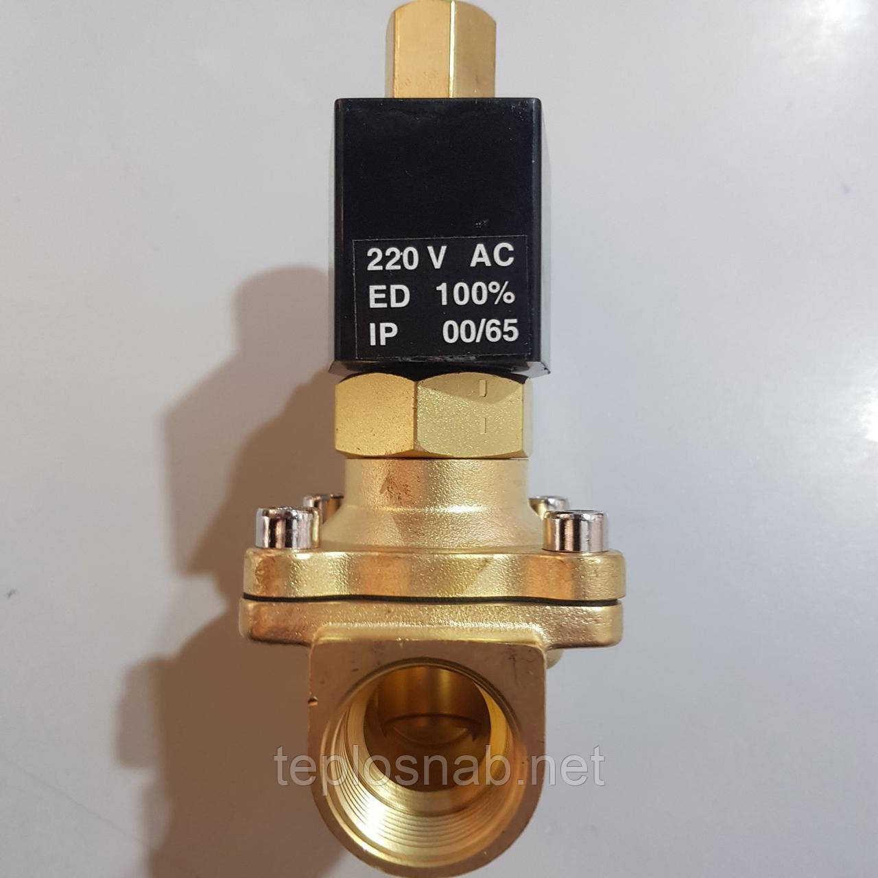 Клапан электромагнитный 1" DN25 220В (соленоид) нормально открытый - фото 3 - id-p399682450