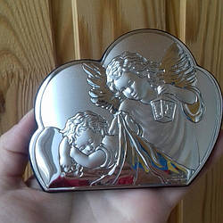 Срібний образ "Ангел хранитель" 15 см на 12 см