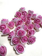 Троянди з латексу, 2 кольорові, рожевий із білим (ФОМ, FOAM) 500 шт. пачка (для ведмедиків)