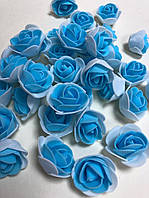Троянди з латексу, 2 кольорові, блакитний із білим (ФОМ, FOAM) 500 шт. пачка (для ведмедиків)