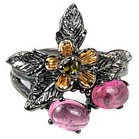 Серебряное кольцо с разноцветным турмалином, 2265КЦТ