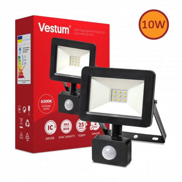 Прожектор LED Vestum з датчиком руху світлодіодний 10 W 1 000 Лм 6500 K 175-250V IP65
