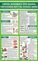 Стенд Первая помощь при ушибах, переломах костей, ожогах, шоке 50х80