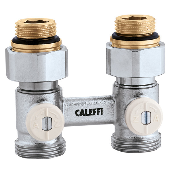 Кран нижнього підключення сталевого радіатора 1/2"x 3/4" прямий Caleffi (301040)