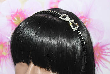 Незрівнянний обруч для волосся чорний з декором бантик з камінням