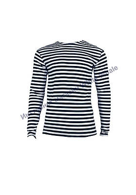 Тільняшка в'язана з довгим рукавом, чорна смуга