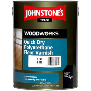 Лак johnstone's Quick Dry Polyurethane Floor Varnish (Clear Gloss) акрило-поліуретановий (глянцевий), 2,5 л