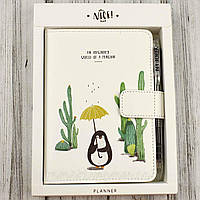 Блокнот - планер і ручка "Пінгвін", Набор подарочный "Пингвин" блокнот и ручка