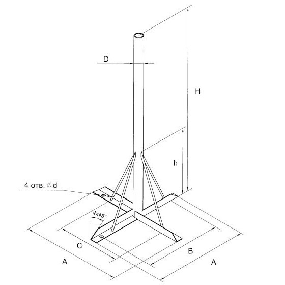 Стойка напольная для спутниковой антенны под 1,15м