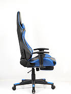 Крісло геймерське Drive grey BL7503 wiht footrest Omega Goodwin сині вставки, фото 4