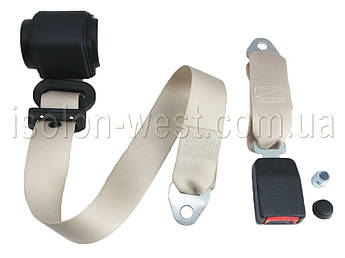 Ремінь безпеки 3-точковий бежевий, автоматичний (інерційний) 130см х 5см