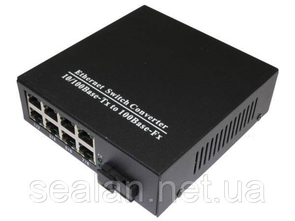 Медіаконвертер світч комутатор 8 портовий 1SC.WDM 100mb+8RJ45 100mb 1310 TK-link