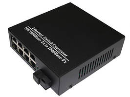 Медіаконвертер світч комутатор 8 портовий 1SC.WDM 1Gb+8RJ45 100/1000mb 1550 TK-link