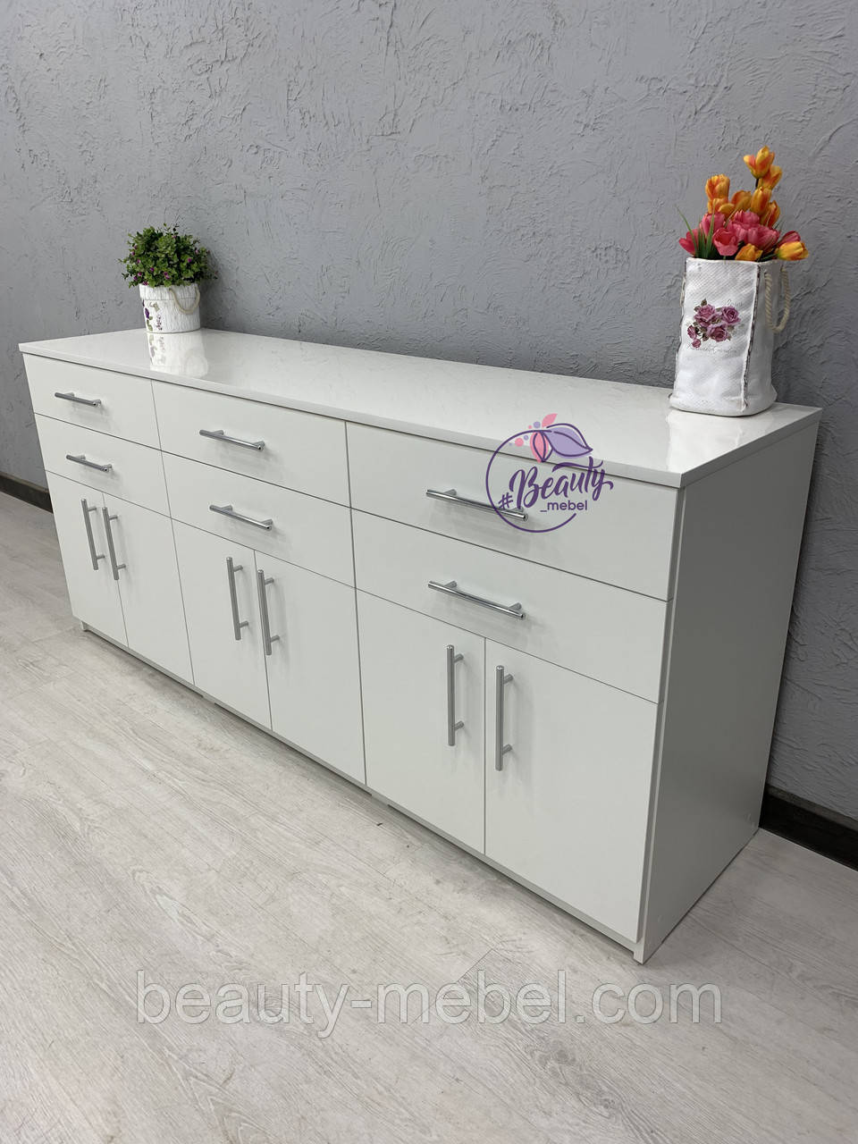 Широкий комод білого кольору, фото 1