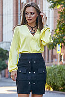 Женственная модная блуза из шелка 1181 (44 50р) в расцветках 3625 желтый