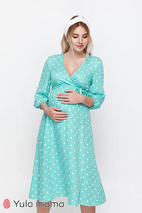 Чарівне плаття в горошок для вагітних і годуючих, колір аквамарин, розміри 42-50, фото 2