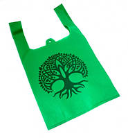 Еко сумка з спанбонду з принтом Зелена