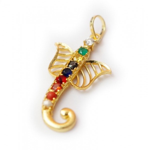 Кулон металевий із камінням Ганеш No1