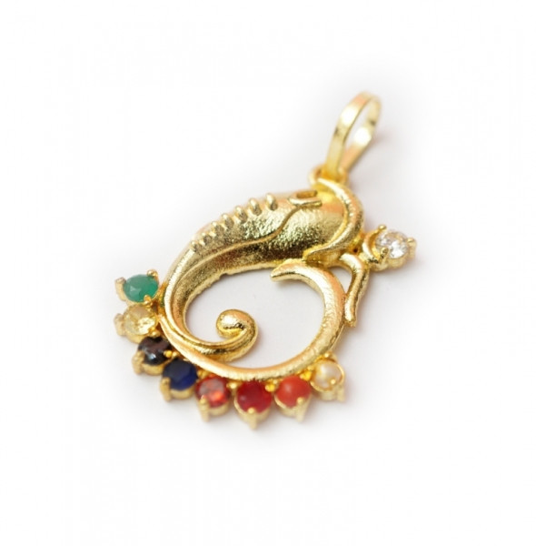 Кулон металевий із камінням Ганеш No2