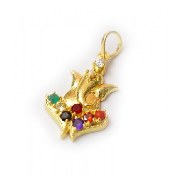 Кулон металевий із камінням Ганеш No3