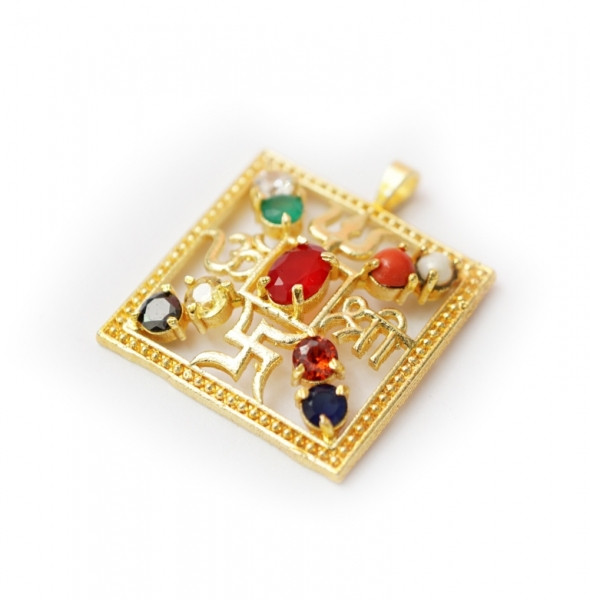 Кулон металевий із камінням Квадрат