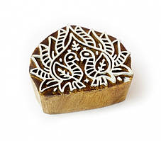 Штамп для батика з червоного дерева середня Два павичі