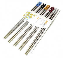 Палички для їжі сталеві кольорові у блістері набір 5 пар