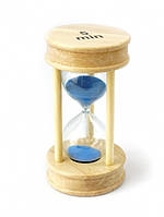 Песочные часы "Круг" стекло + светлое дерево 5 минут Голубой песок
