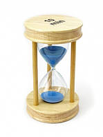 Песочные часы "Круг" стекло + светлое дерево 10 минут Голубой песок