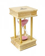 Песочные часы "Квадрат" стекло + светлое дерево 5 минут Розовый песок