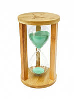 Пісочний годинник "Коло" скло + бамбук 60 хвилин Салатовий пісок