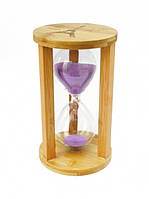 Пісочний годинник "Коло" скло + бамбук 60 хвилин Бузковий пісок