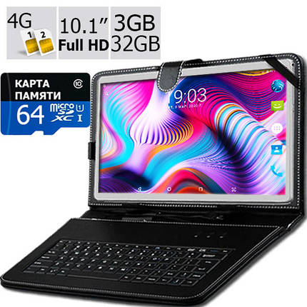 Планшет — телефон Adronix MT104 Silver 3 GB/32 GB LTE IPS 10/1" Full HD+Чехол-клавіатура +Карта пам'яті 64GB, фото 1