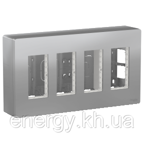 Блок unica system+ відкр.вст. 4х2 алюм., фото 1