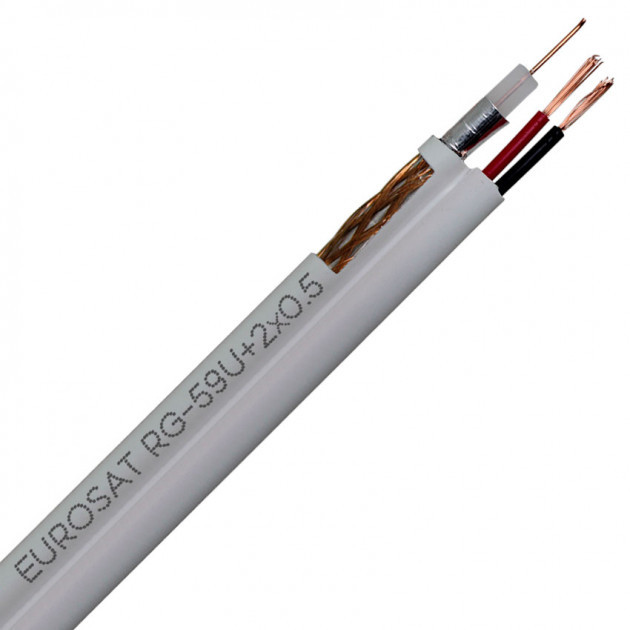 Кабель коаксиальный RG-59+2 жил.