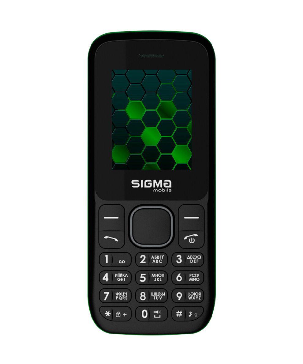Телефон кнопковий на 2 сім карти з ліхтариком Sigma X-Style 17 Update чорно-зелений