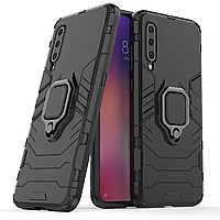 Чохол Ring case для Xiaomi Mi 9 броньований бампер з кільцем чорний