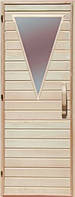 Деревянная дверь с матовым стеклом для сауны Украина 70х190 липа