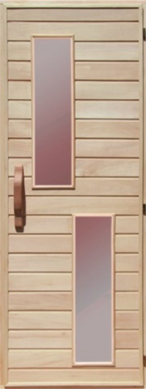Деревянная дверь со стеклом для сауны Украина 70х210 липа (вариант 2) - фото 1 - id-p1137512764