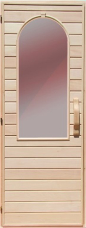 Деревянная дверь со стеклом для сауны Украина 80х210 липа (вариант 2) - фото 1 - id-p1137512770
